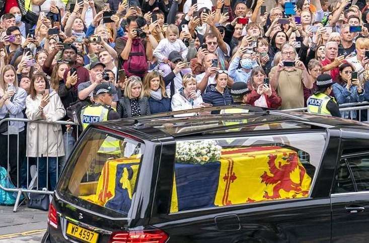 Crowds greet the Queen's coffin in Edinburgh. Picture: Jane Barlow/PA