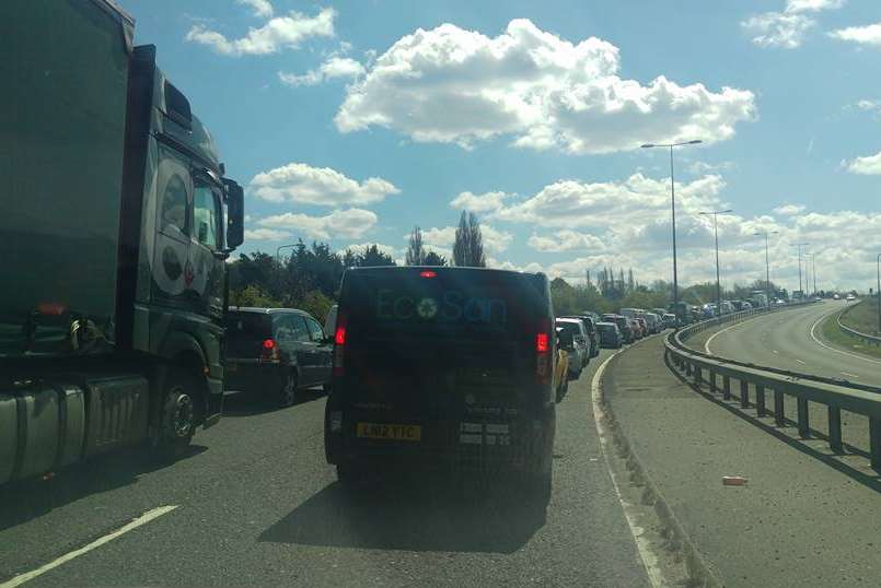 There are significant delays heading back to Bluebell Hill. Credit: Mark Howells