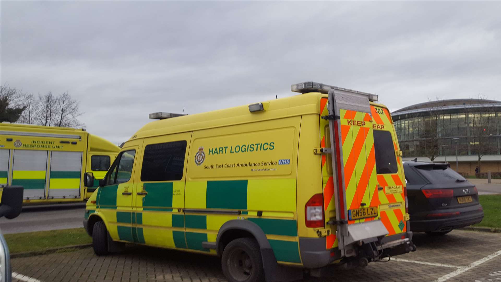 Ambulance crews were seen at the Stour Centre yesterday
