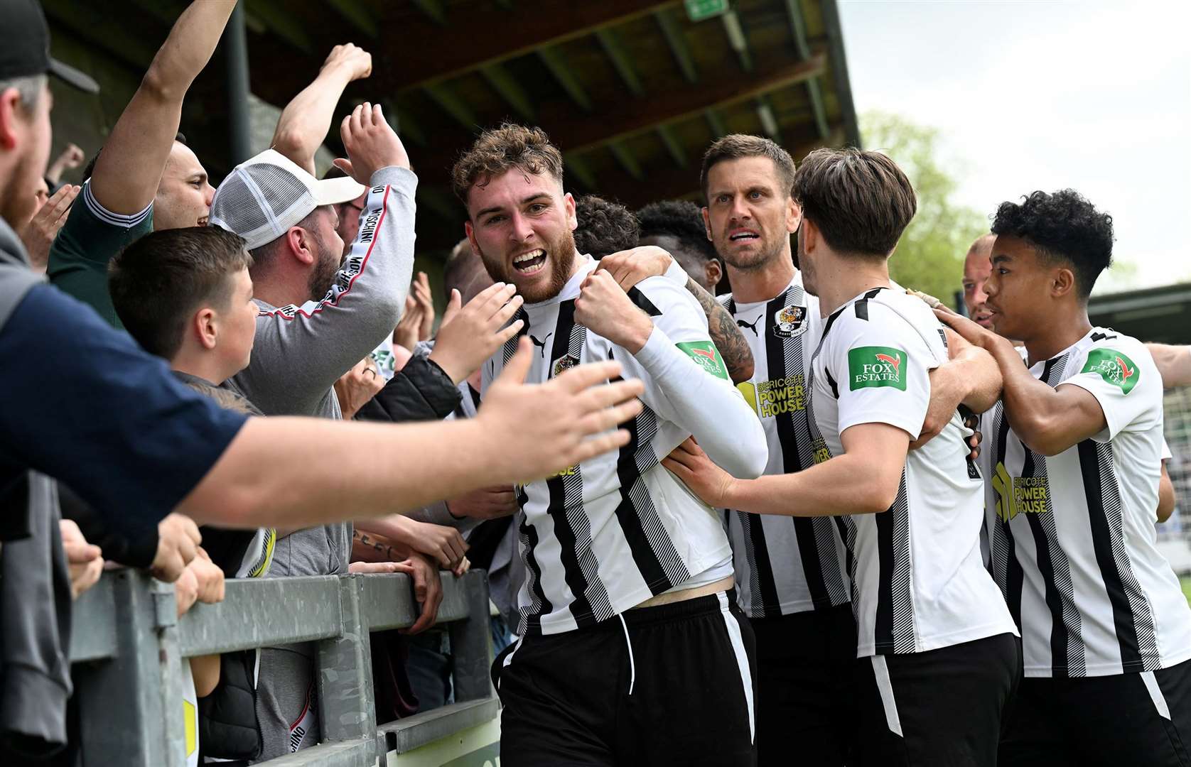 Harvey Bradbury celebrates after giving Dartford an early lead against St Albans. Picture: Keith Gillard