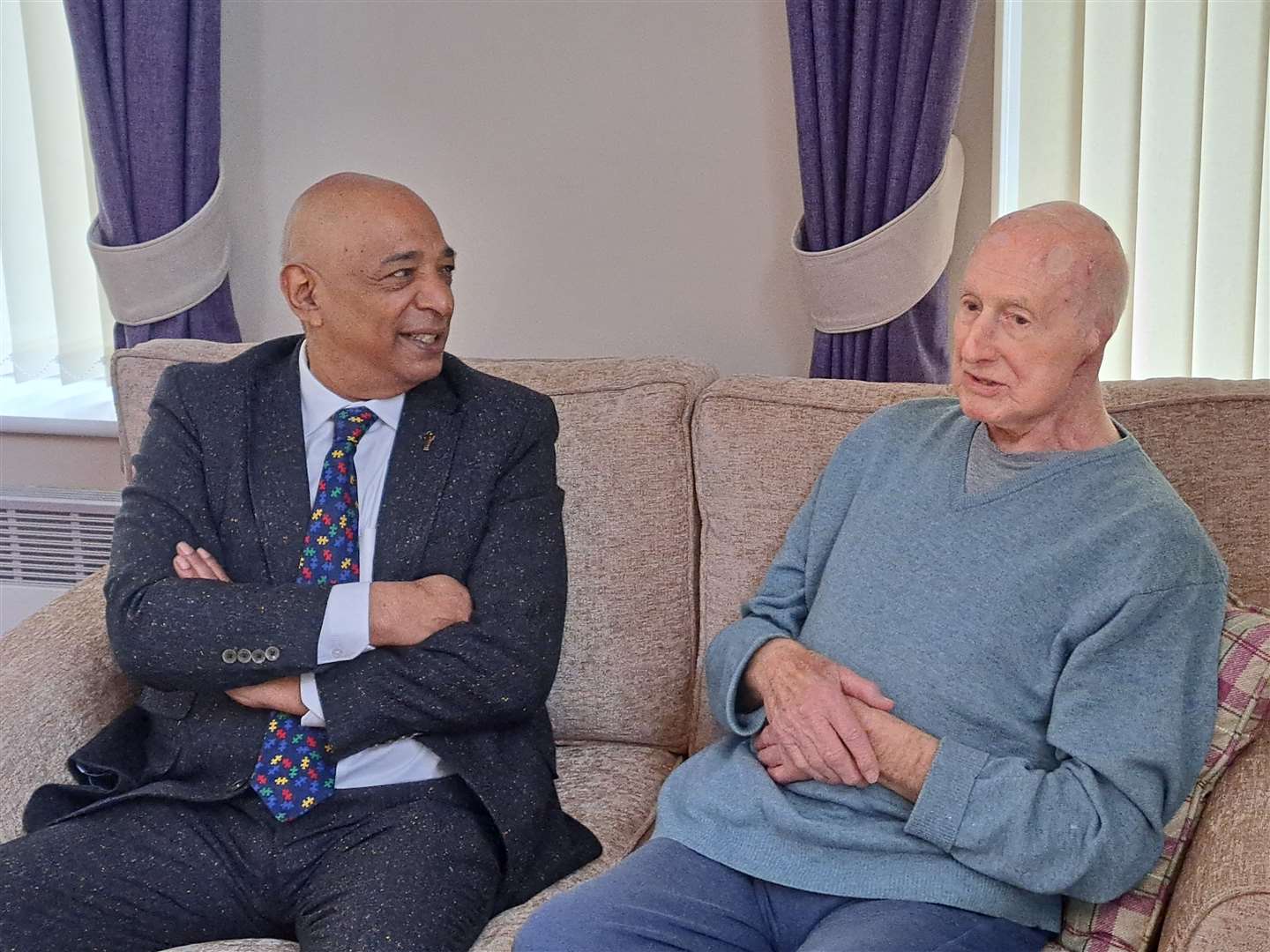 Raj Bisram and veteran George Bradford at the RBLI Village in Aylesford