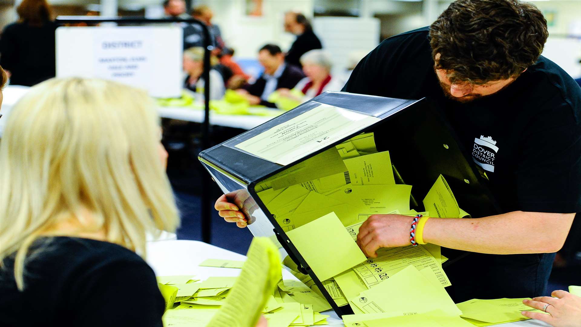 The first ballot box being emptied. Stock image