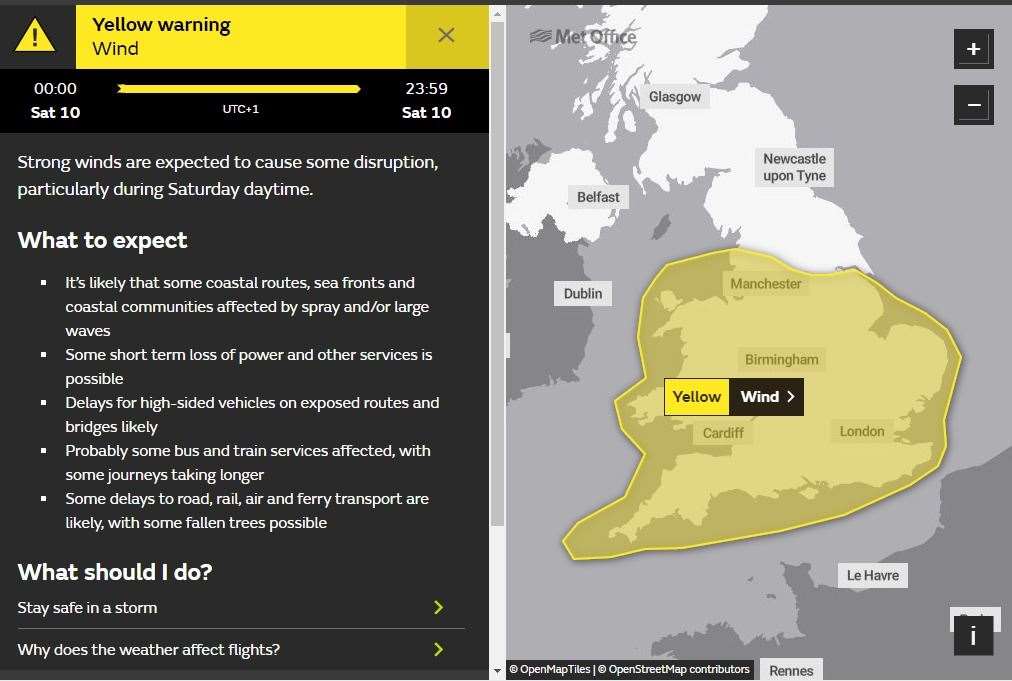 Advice is to stay inside as much as possible and take care while driving. Picture: The Met Office