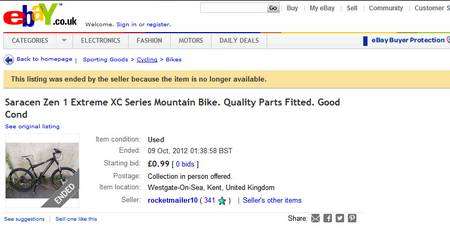Andrew Livesey, from Herne Bay, found his stolen bike advertised on ebay