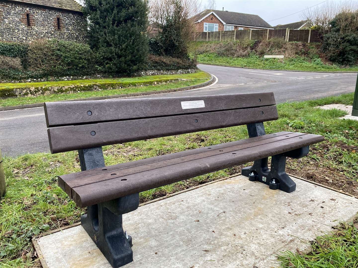 The memorial bench in Hearts Delight Road, Tunstall