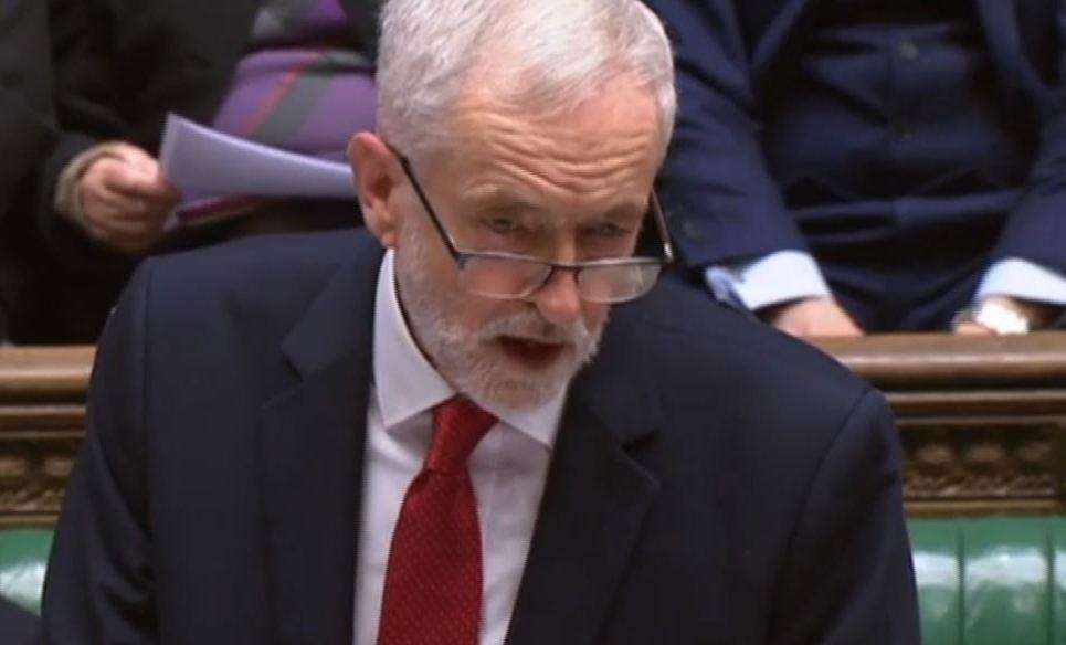 Jeremy Corbyn criticises the lorry convoy test in the House of Commons. Picture: Parliament TV (7155822)