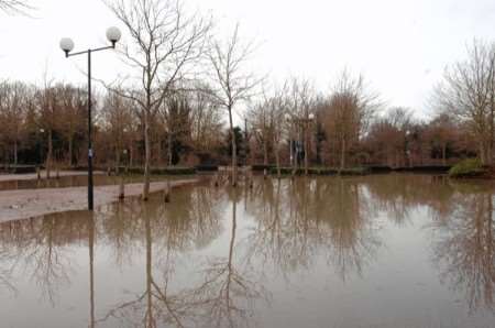The flooded St John's car park which will be the new coach park and visitor centre