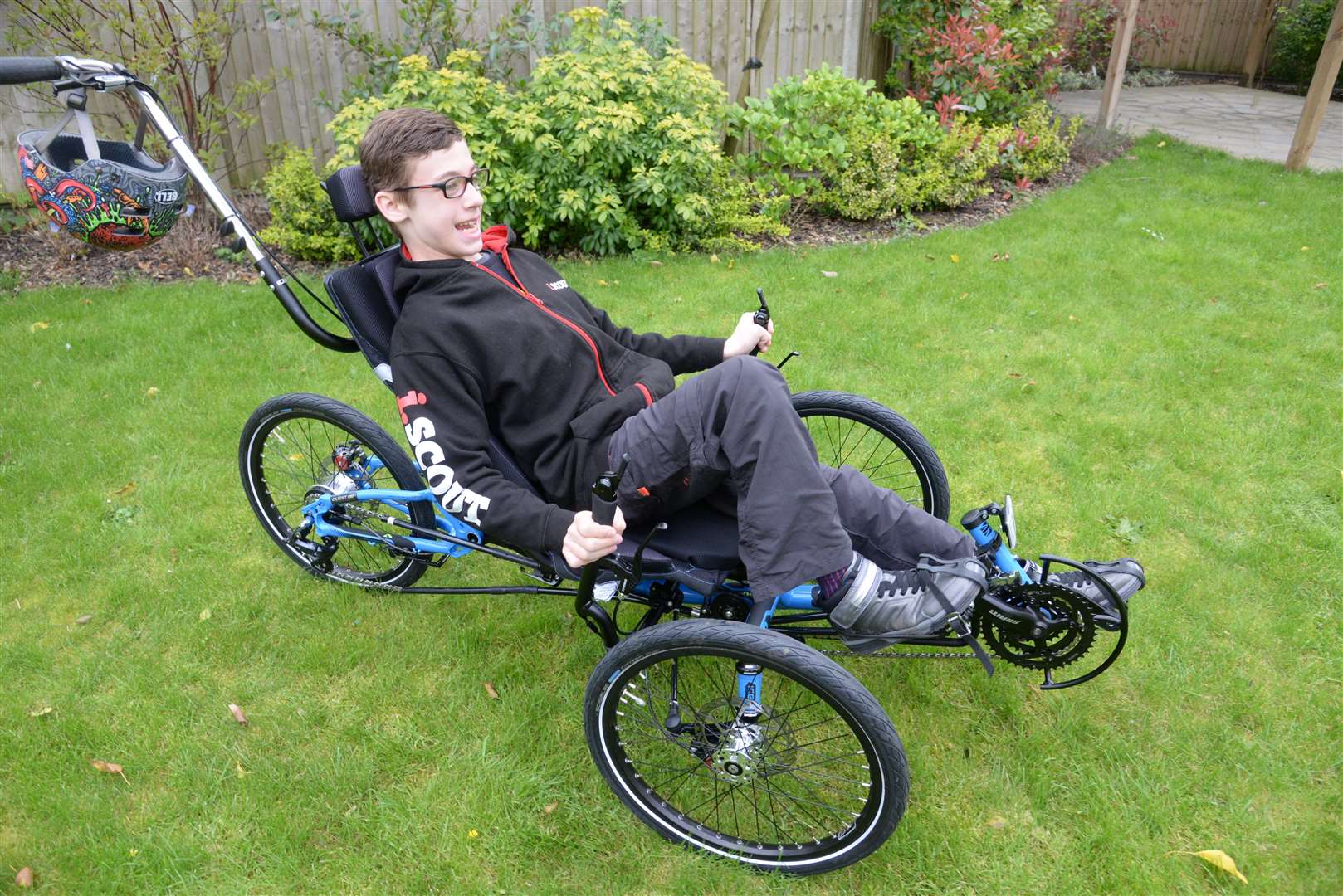 Nathaniel Hurley shows off his new tricycle. Picture: Chris Davey. (8510683)