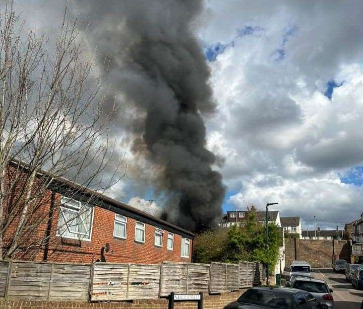 Black smoke could be seen billowing into the sky. Picture: Emma Lloyd