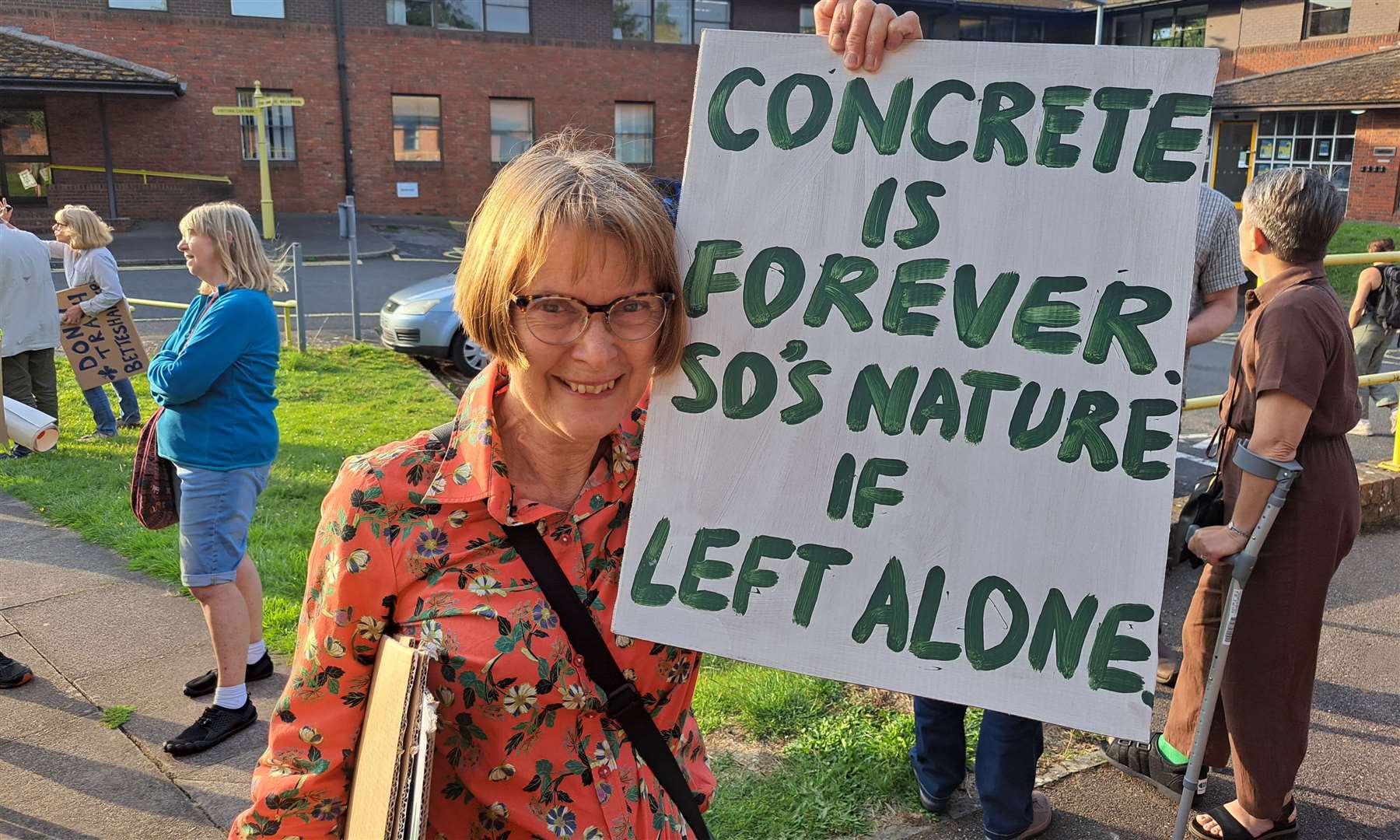 Protester Helen Charlton pictured in July, when the original application was rejected by councillors