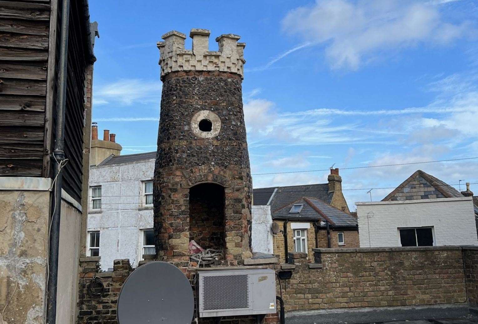 The turret was added on as part of one of the buildings many extensions
