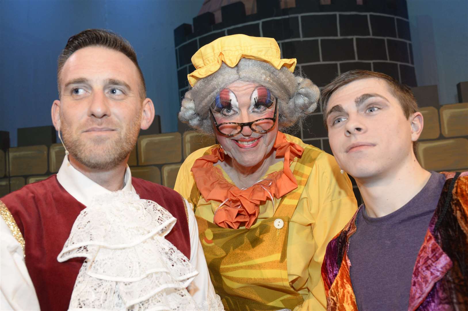 Matt Clayton as Bumble, Barry Clayton as The Dame and Harry Fields as Minstrel in a Blackfish Academy production of Sleeping Beauty. Picture: Chris Davey