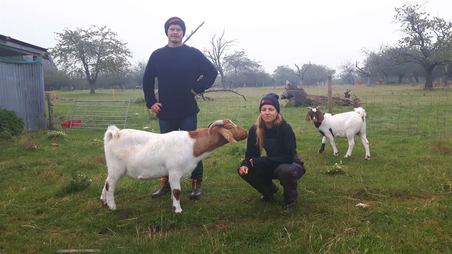Chris Woodhead and Zoe Colville at their farm in Loose