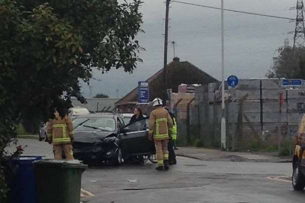 Firefighters were also called after reports one of the cars was leaking fuel. Pic: Oliver Edwards