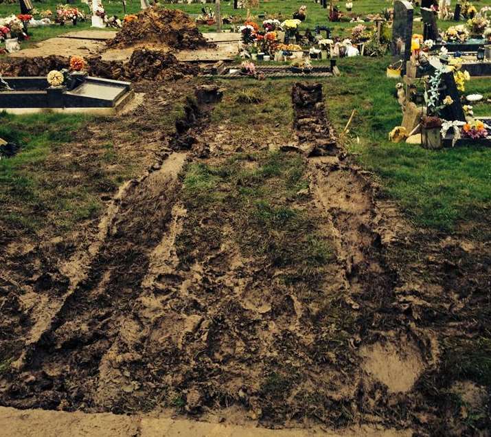 The appalling sight that greeted the family of Ian White at his grave