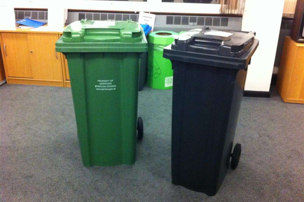 The old 240l bin (left) next to the 180l bin