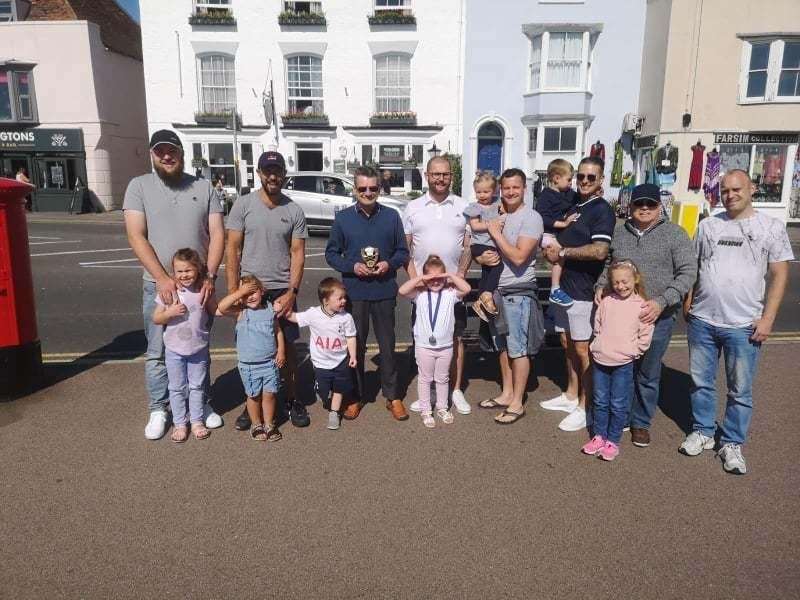 Just some of Dad Breakfast Club members with their kids and Geoffrey Stallard of The Waterfront which they voted as best breakfast 2020