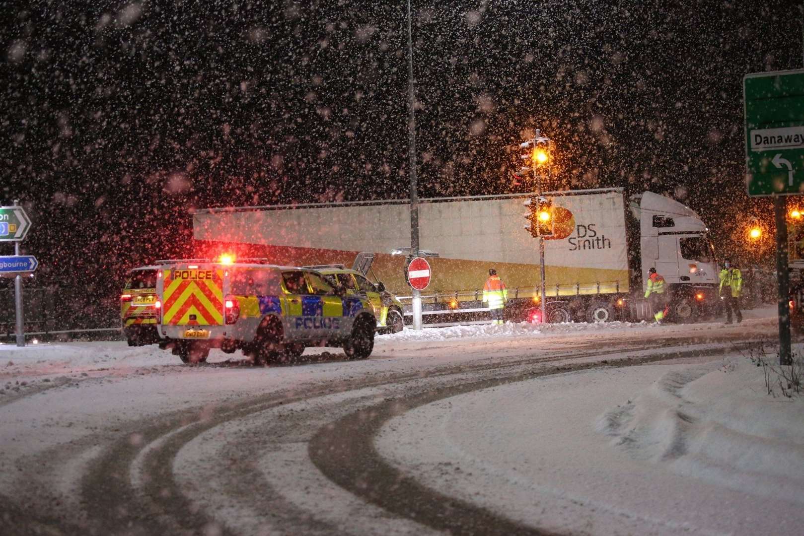 Conditions were treacherous along the A249 last night. Picture: UKNIP