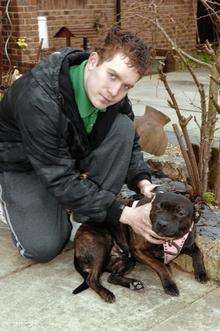 Martyn Kean with his dog Roxy that was rescued from a house fire