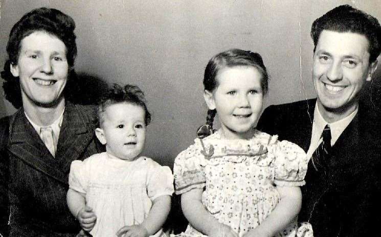 Lawrence’s wife Ivy, daughters Susan and Linda, and himself in 1950. Picture: Lawrence Harbutt