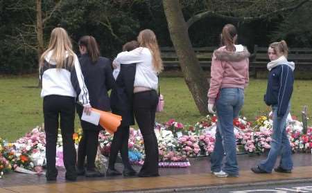 MOVING MOMENT: Friends at the funeral remember a girl who loved life. Picture: BARRY DUFFIELD