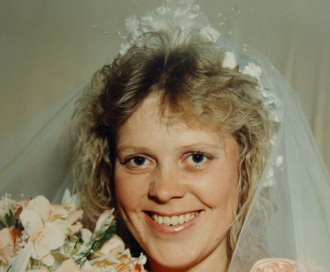Debbie Griggs on the day she married husband Andrew, who is being tried for murder