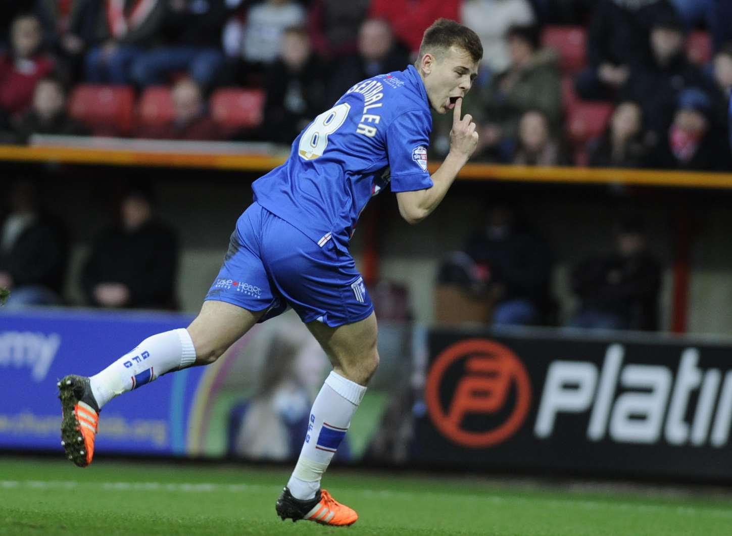 Jake Hessenthaler celebrates his goal at Swindon Picture: Barry Goodwin