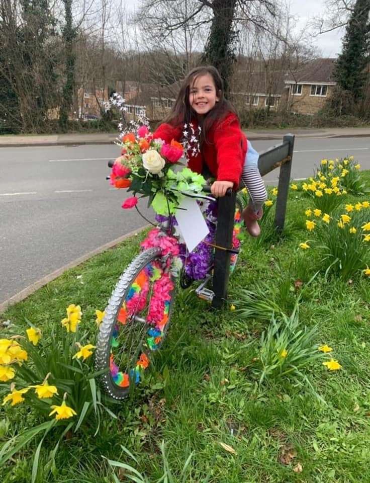 Lillah Mann, 6, with one of the bikes in Mierscourt Road in Rainham. Picture: Flower Power Bikes