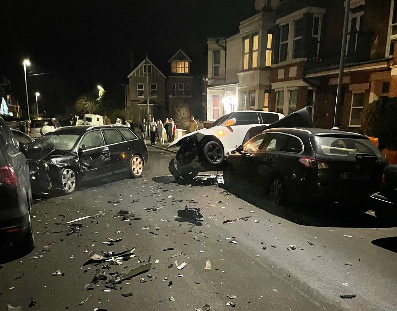 Numerous cars were smashed in a crash in Approach Road, Margate. Picture: Jon Edgley Bond