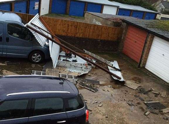 Garage roofs blew off during gusts in Tunbridge Wells