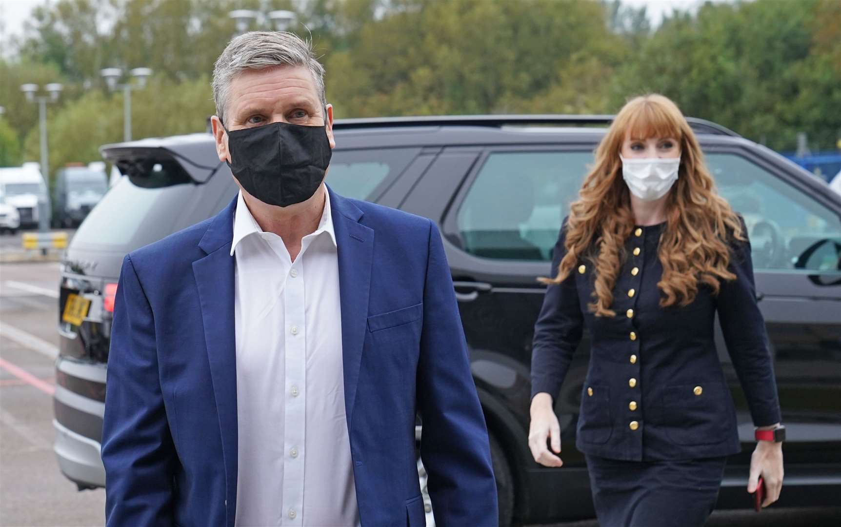Labour Party leader Keir Starmer and deputy leader Angela Rayner arrive at engineering firm Ricardo in Shoreham-by-Sea, West Sussex, ahead of the Labour Party conference (Stefan Rousseau/PA)