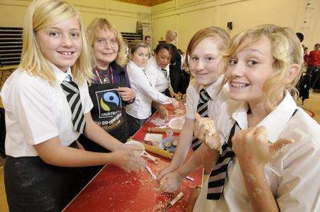 rom left Natalie Harrison, 12, Jane Wright, Co-Op Kent Committee member, Rhiannon Everest, 13, and Jasmine Carlow, 12.