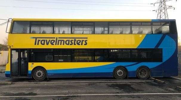 Travelmasters' new triple-axle bus which can hold 118 passengers