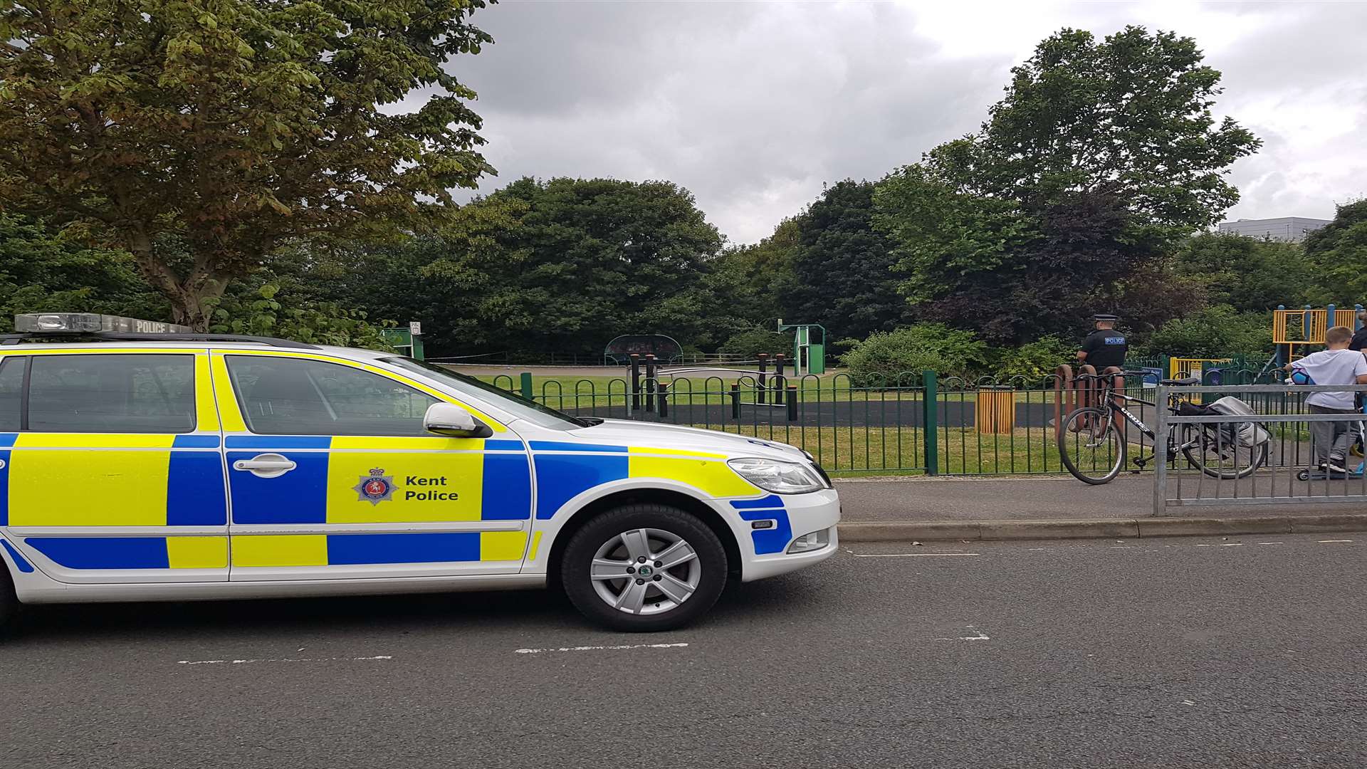 Police at Prince Arthur's Park, Mill Road, Gillingham
