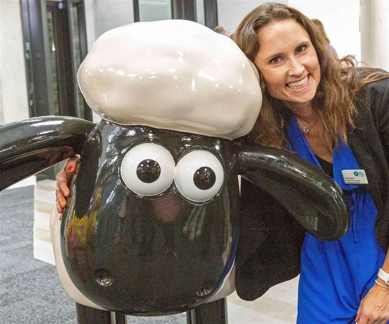 Erica Snow of the Heart of Kent Hospice with Shaun the Sheep