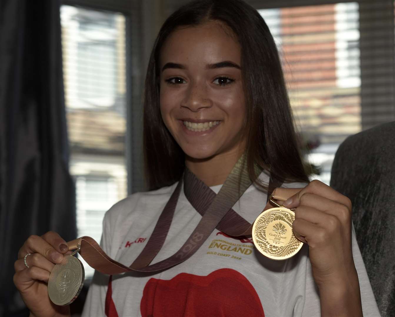 Georgia-Mae Fenton with her Commonwealth Games medals Picture: Barry Goodwin
