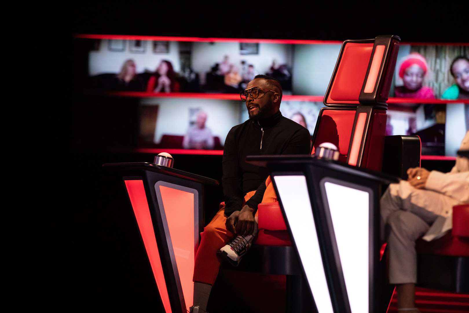Coach Will.I.Am turned his chair for James Okulaja on The Voice. Pictures: ITV