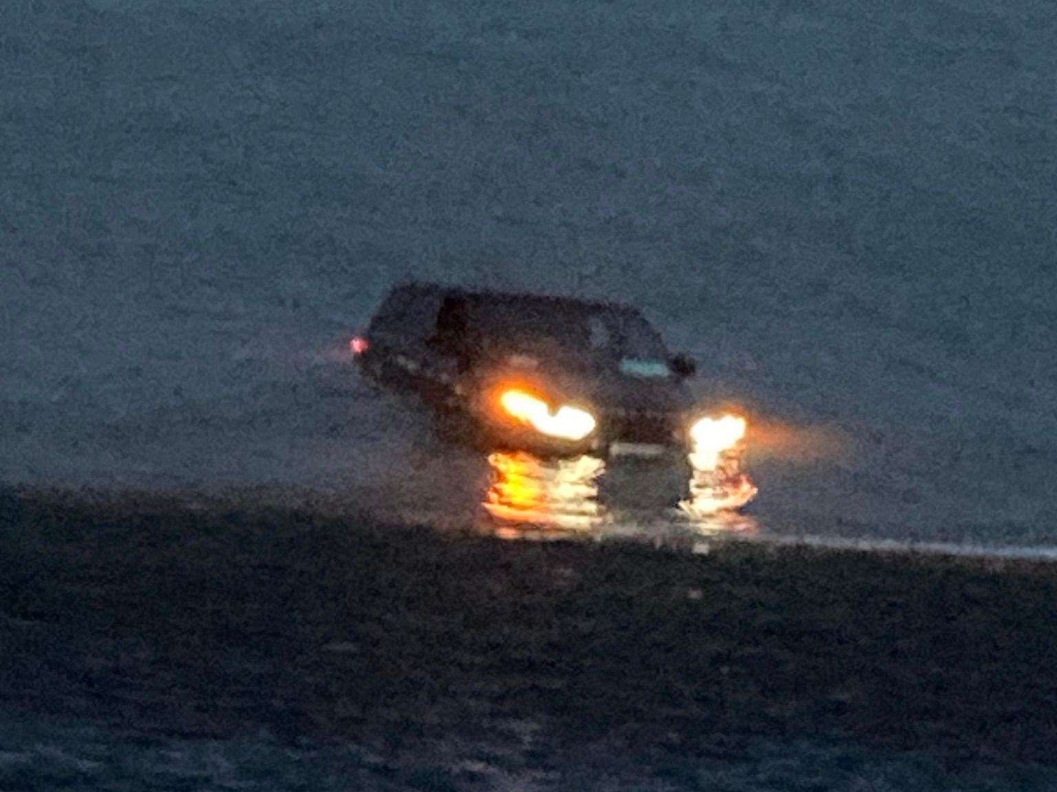 It took some time for the Range Rover to be recovered from the sea at Dover