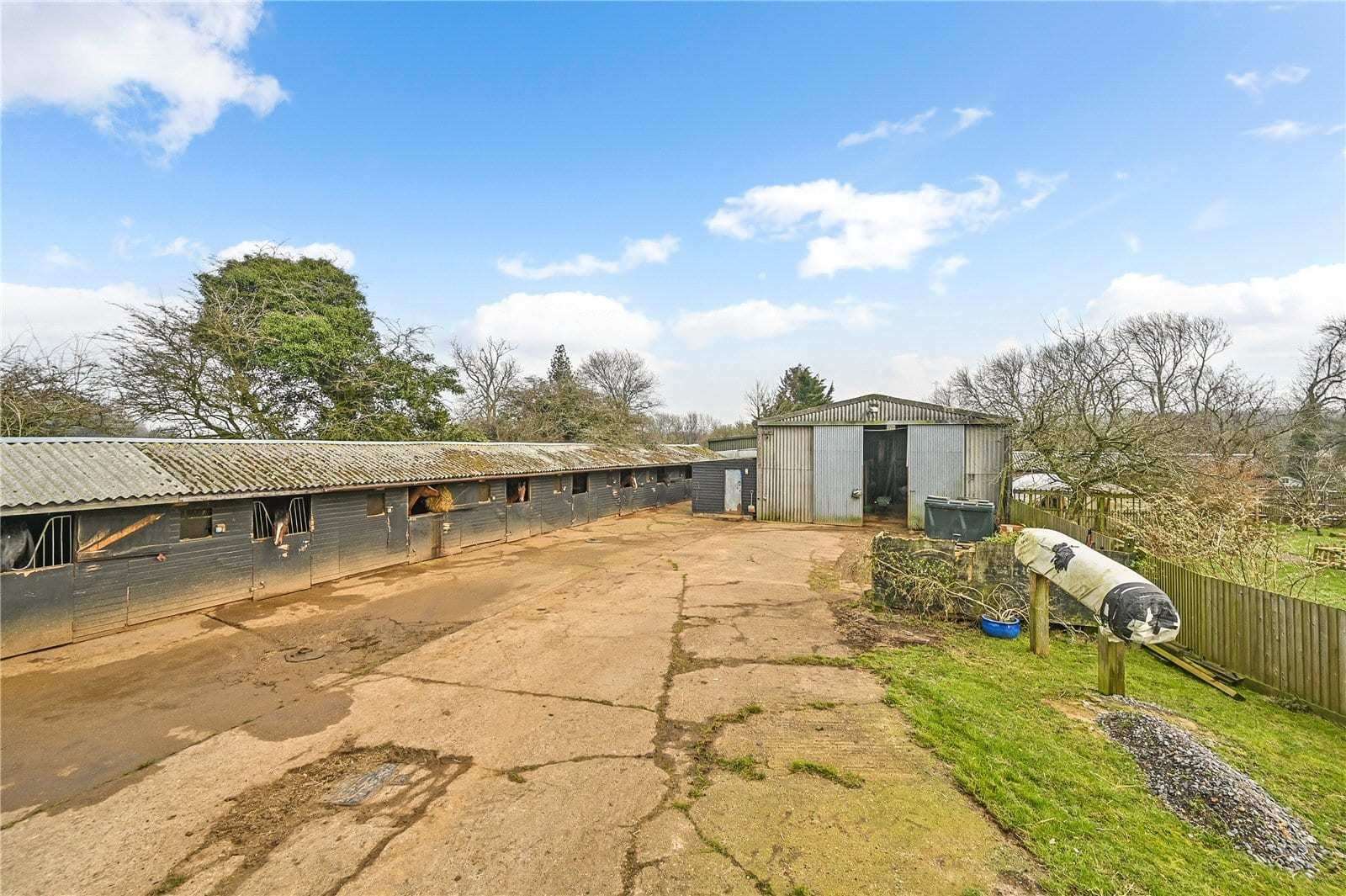 This farmhouse with horse stables is up for sale in Stowting. Picture: Hobbs Parker