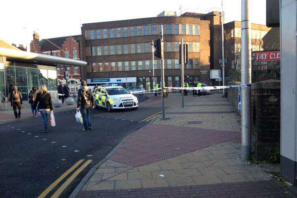 The scene near Gillingham Train Station yesterday afternoon. Picture: @Kent_999s