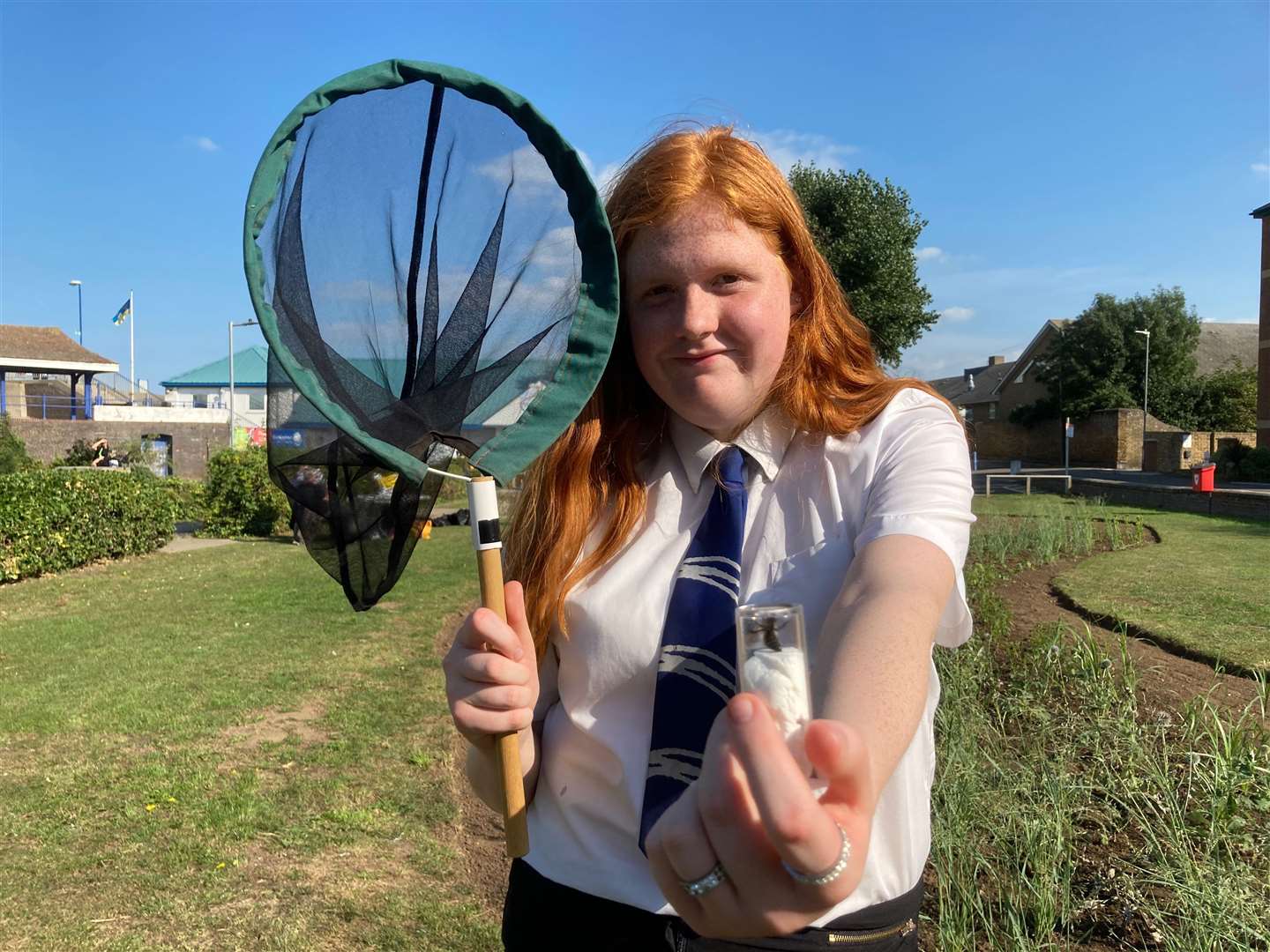 Oasis Academy pupil Lacey Hake, 13, found a common carder bumblebee at Beachfields, Sheerness, during Great Big Green Week
