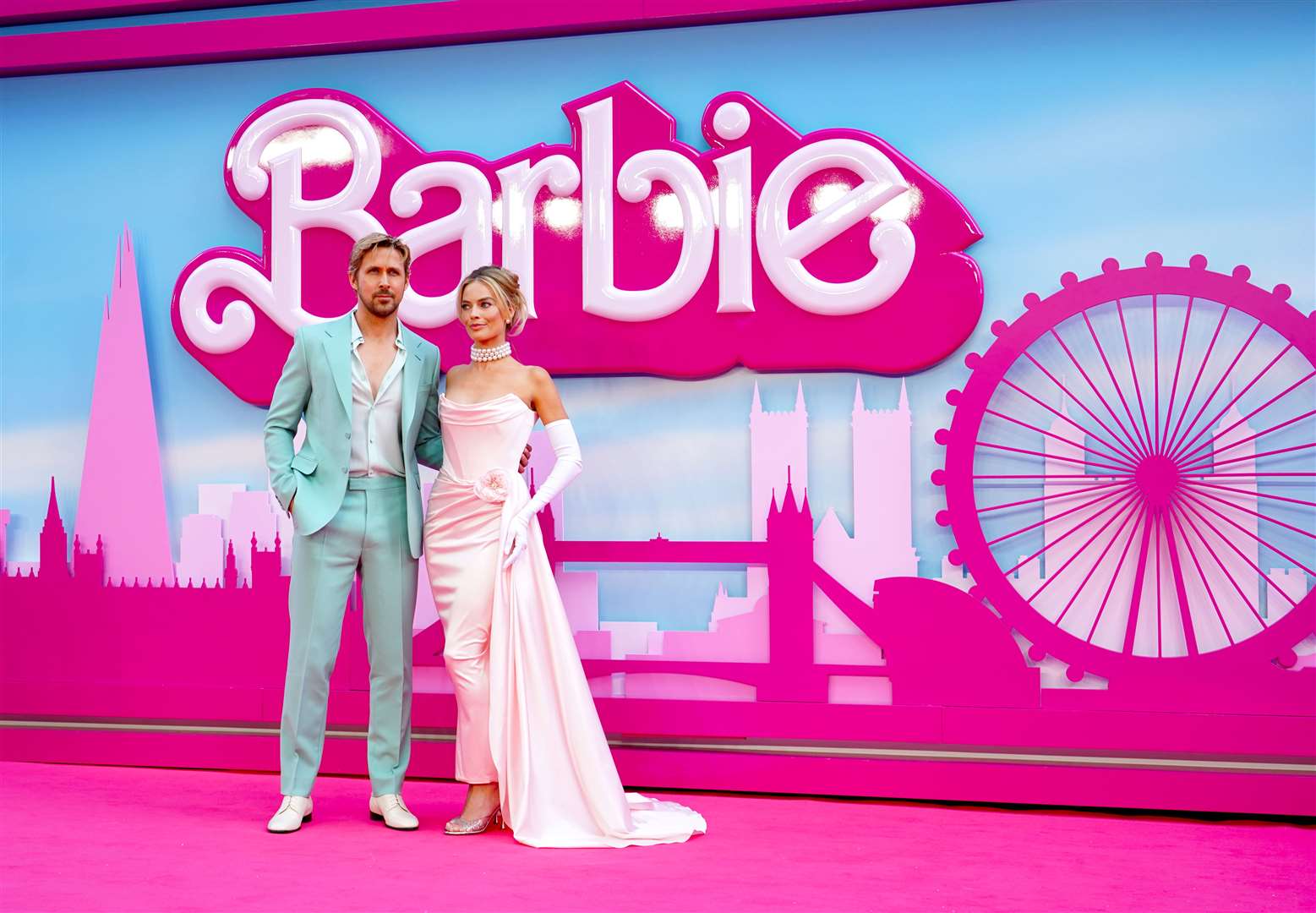Ryan Gosling and Margot Robbie at the European premiere of Barbie in London (Ian West/PA)