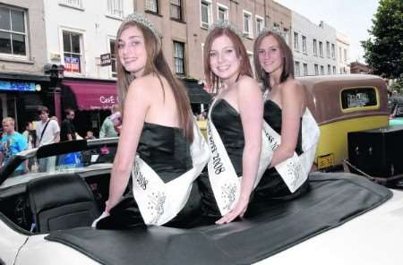 The present Herne Bay Carnival court of, from left, Charlotte Farrant, Emma Foster and Hannah Kemp are due to say their farewells on Good Friday