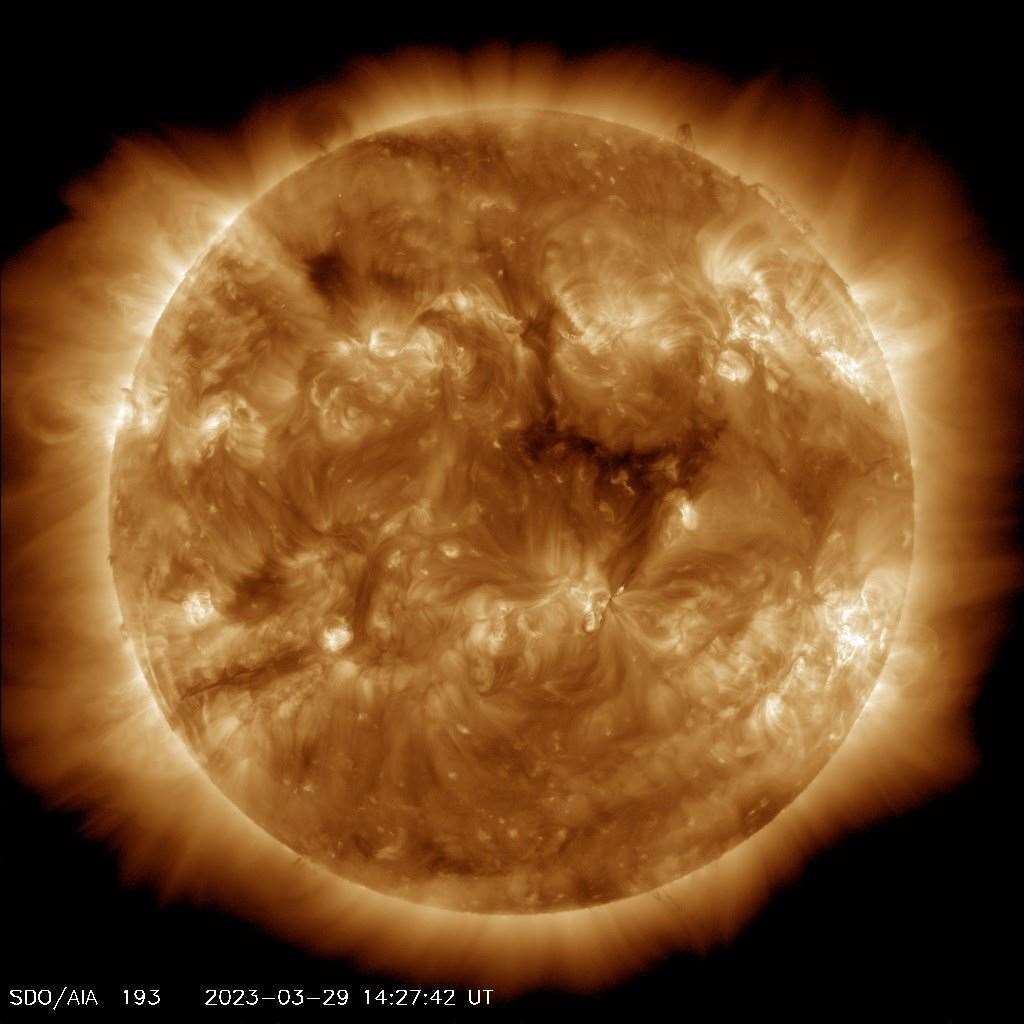 A coronal hole about 20 times bigger than Earth has been spotted on the Sun’s surface (Nasa/PA)