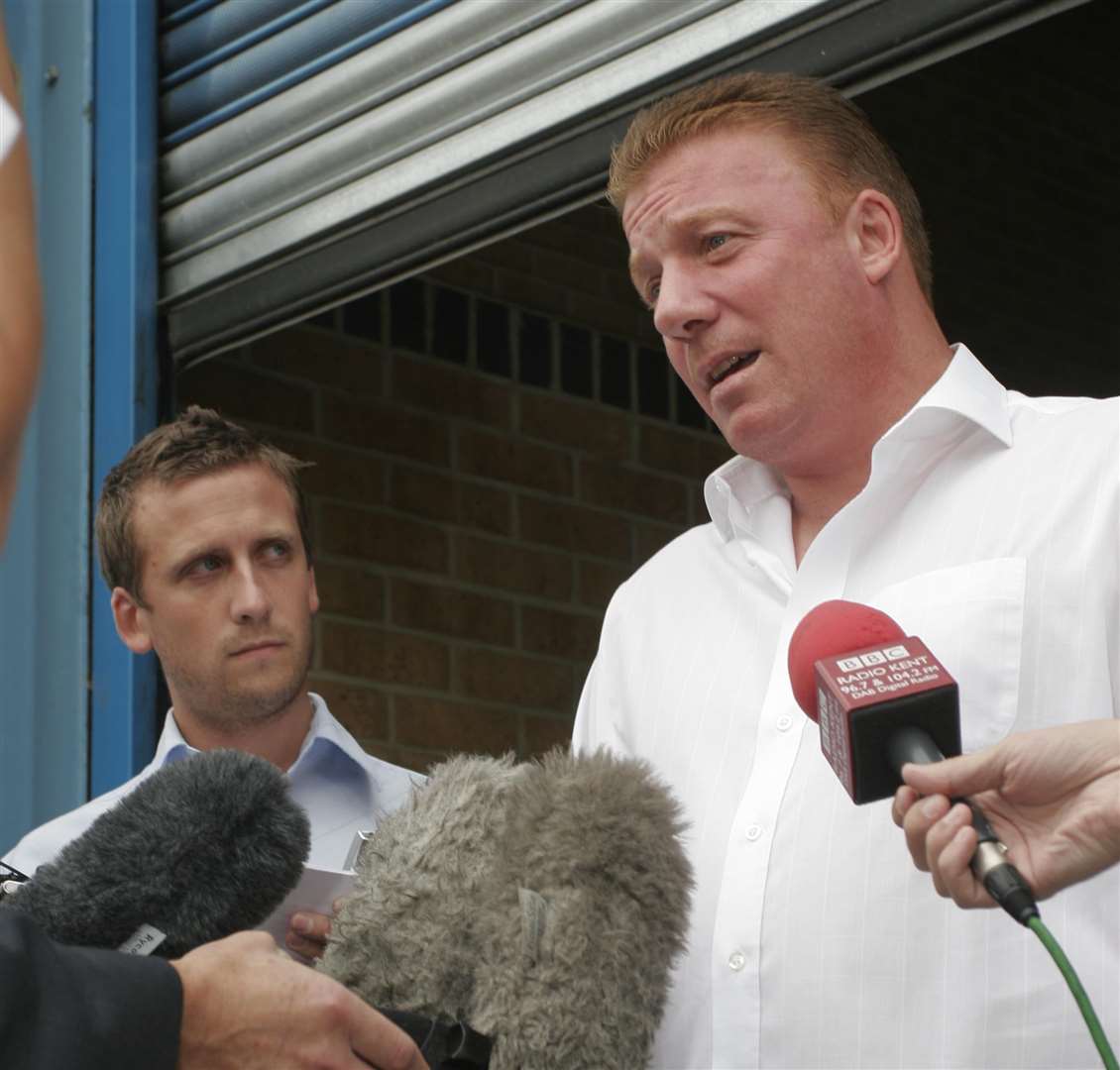 Ronnie Jepson speaks to the media, including the KM's Luke Cawdell, following his departure from Gillingham in 2007 Picture: Peter Still
