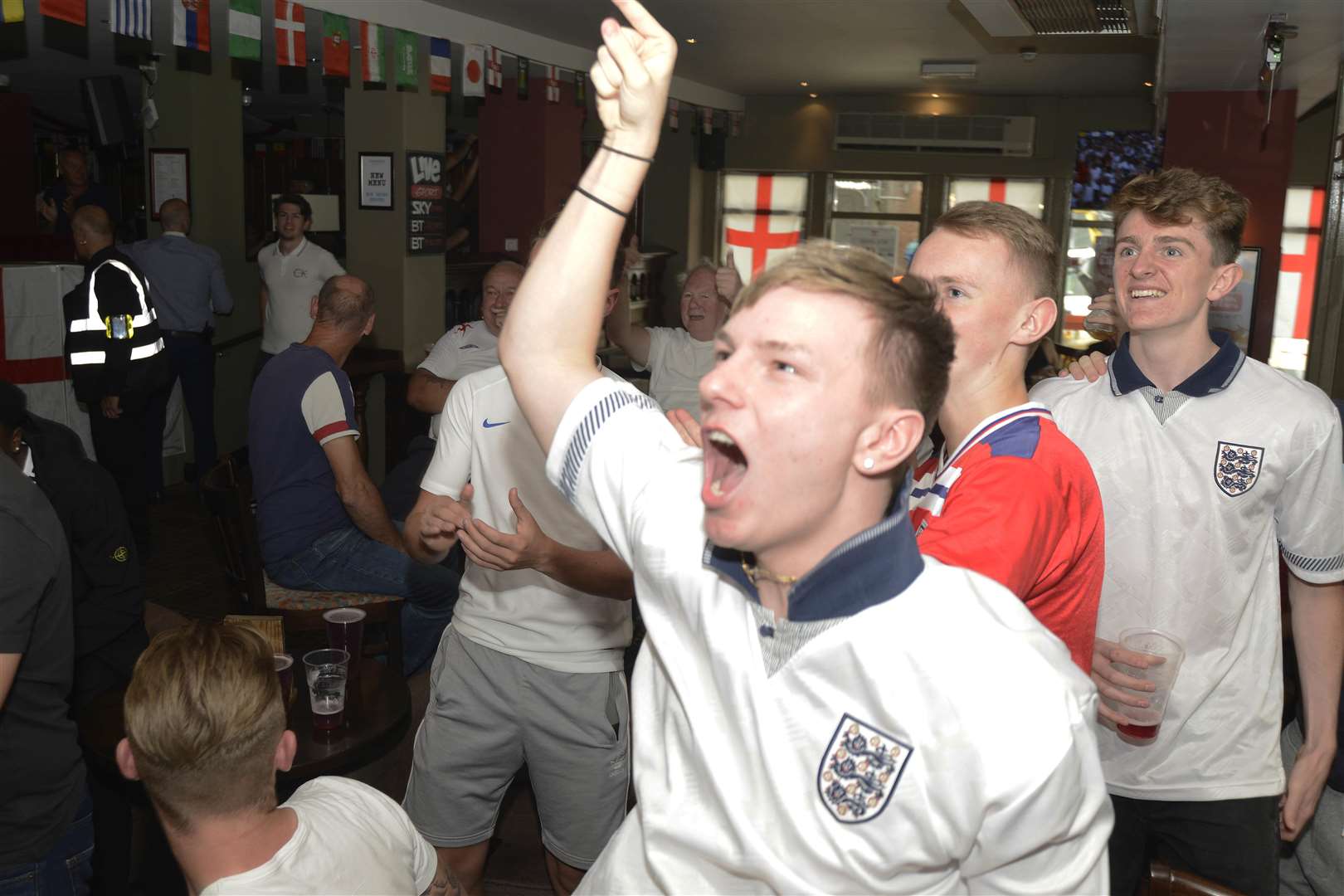 Unstoppable: Fans' joy at the Phonenix as England sprint to victory. Picture: Paul Amos.