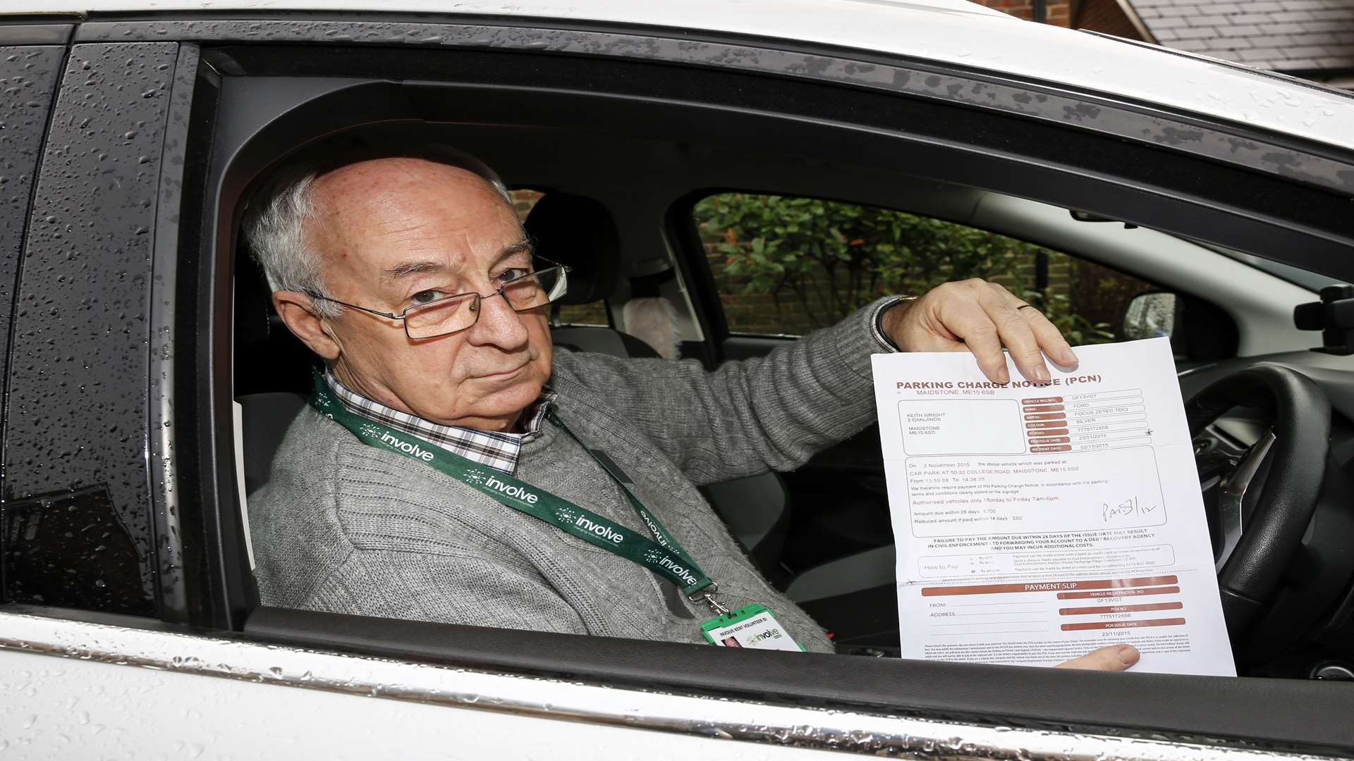 Volunteer driver Keith Wright, who received a parking ticket