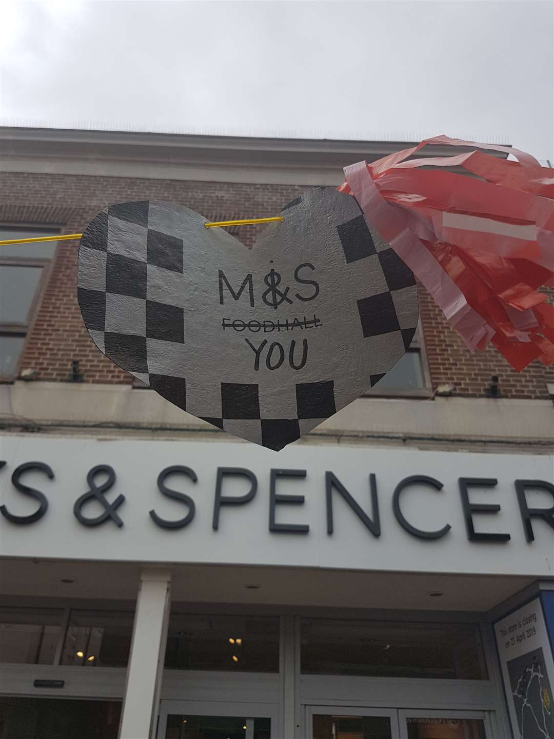 Bunting was put out the front, with its usual M&S Foodhall message replaced with "MiS you"