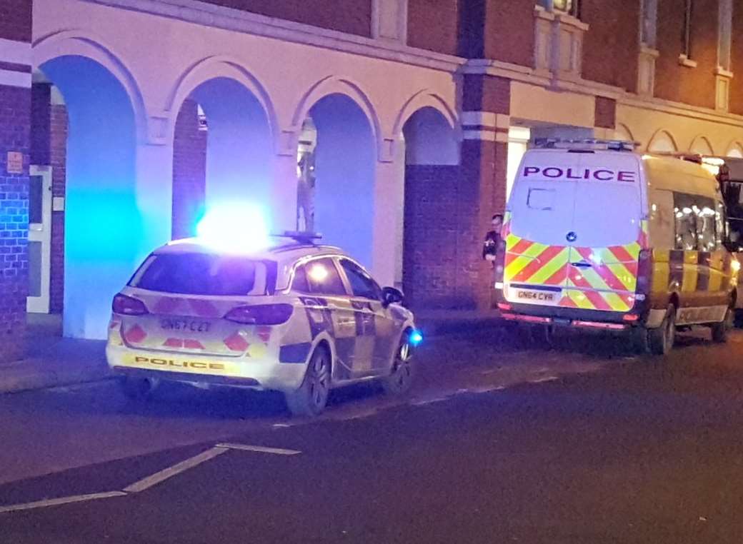 Police at the scene opposite Canterbury bus station. Pic: Kieran Benzies
