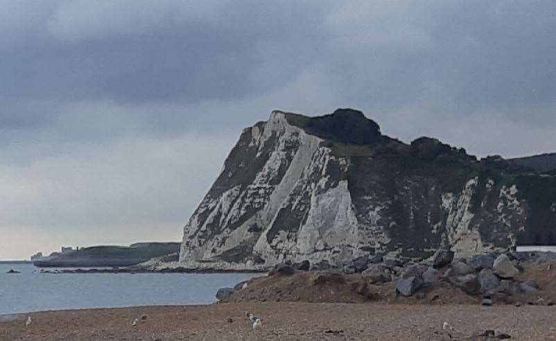 Shakespeare Cliff, with Samphire Hoe just behind, across the A20 from Aycliffe. Picture; Sam Lennon, KMG